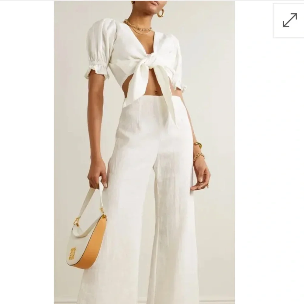 REVOLVE | Faithfull the Brand | Jamais Wrap Top white linen - Picture 3 of 14